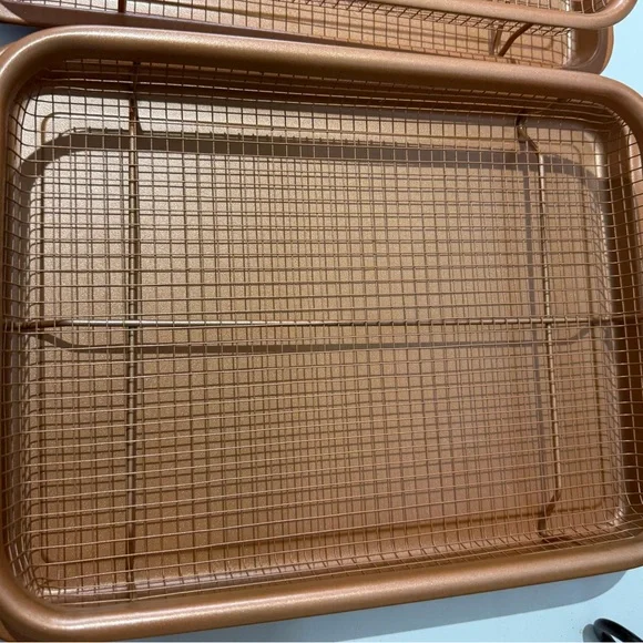 2 pack Copper Chef Oven Air Fryer Crisper Non-Stick Tray Sets - Dishwasher Safe - Picture 4 of 13